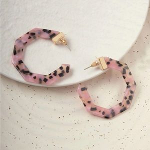 Pink Resin Hoop Earrings